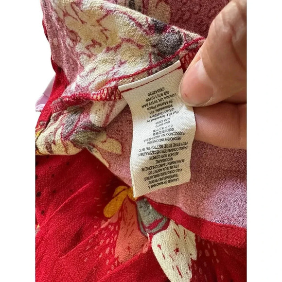 Free People Lovely Day Red Tie Front Tunic Mini Dress Size M - Picture 11 of 11